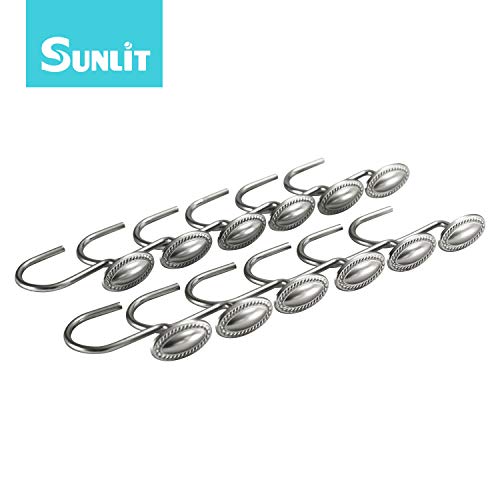 image for Sunlit Luxury Design Brushed Nickel Oval Shower Curtain Hooks Rust Pro