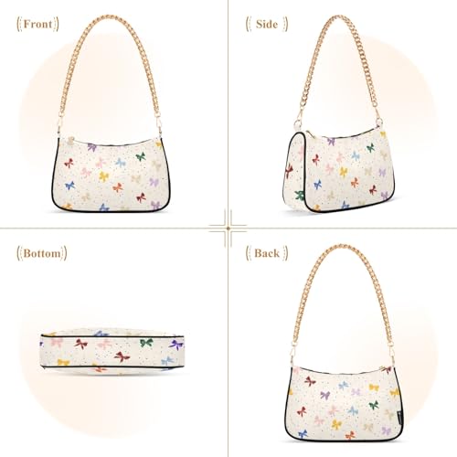 Clutch Shoulder Bags Tote Evening Purse Handbags for Women Colorful Bowtie Polka Dot Hobo Bags with Zipper Closure2