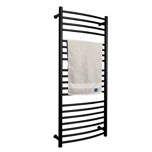 ZQFIDFYR Towel Warmer/Electric Towel Warmer, 20-Bar Wall Mounted Black Heated Towel Rack, Bathroom 304 Stainless Steel Polished Heated Towel Rail with Waterproof On/Off Switch (Black Hardwired)