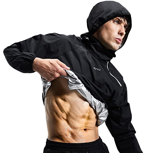 BVVU Sauna Suit for Men Women Zipper Sweat Sauna Jacket Pant Gym Workout Sweat Suits with Hood Slimming Training Bodyshaper