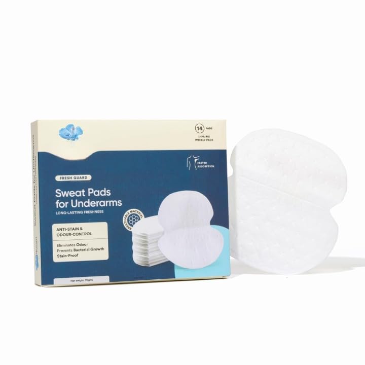 Sweat Pads for Underarms | 14 pads (7 pairs) | For Underarm Sweat Stains & Foul Odour | Breathable Material for Quick Absorption | Ultra Thin and Deodorising | Self-Adhesive Sweat Pads (7 count (Pack of 1))-image-38