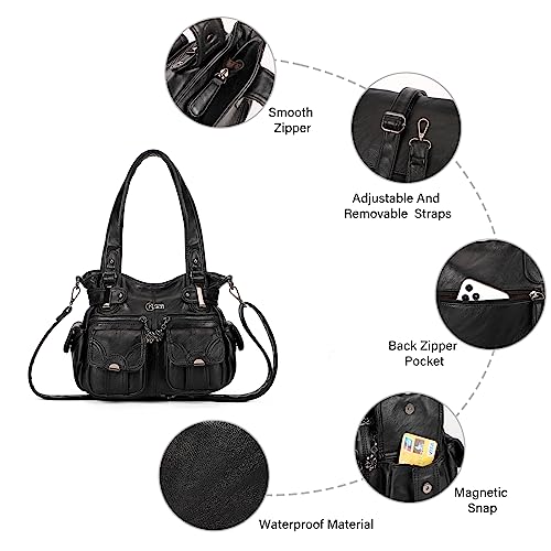 Image of KL928 Women's Shoulder Purse Large Hobo Tote PU Leather Multi-Pocket Bag | Large capacity, water-resistant, easy-clean, adjust strap, fits 10.2 inchipad, pockets, compartments, zipper, shop, travel, daily