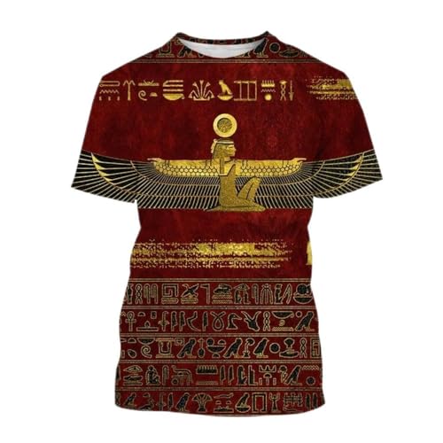 Pharaoh Anubis 3D T-Shirt Ancient Egyptian God Eye of Egypt Printing Short Sleeve Personality Unisex Harajuku Streetwear Tops (Navy Blue,X-Large,X-Large)