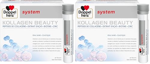 Peptides de collagène liquide Doppelherz avec biotine zinc extrait d'açaï