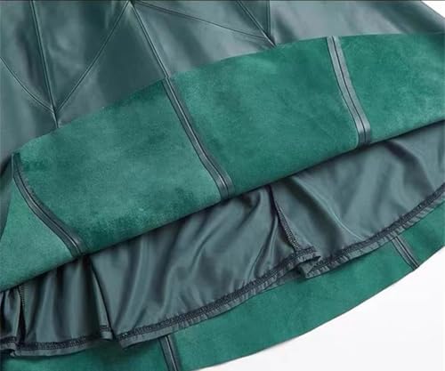 Women Genuine Leather Elegant Long Skirt Versatile Belt Fluffy Umbrella Skirt3