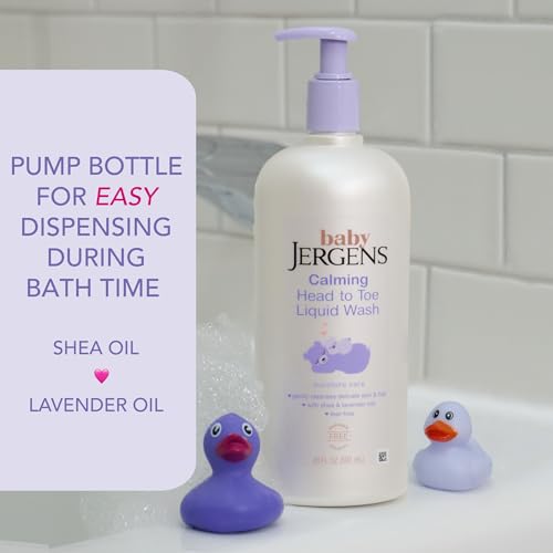 Image of Jergens Baby Calming Head-to-Toe Liquid Baby Wash & Shampoo, 20 Fl Oz | Tear-Free Formula, Shea & Lavender Oils, Dermatologist Tested, Gentle For Delicate Skin & Hair