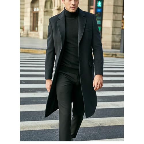 Maiyifu-GJ Men's Single Breasted Wool Blend Pea Coat Winter Thick Slim Fit Trench Coats Long Warm Classic Business Coat2