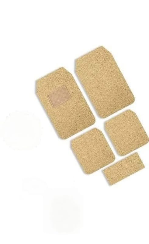 Image of Sinex Universal Curly Car Foot Mats - Universal Fit - for All Cars Curly /Noodle Car Floor Mat All Weather |Dust and Liquid Trapping | Heel Pad | Built for Comfort Colour Beige Set 5