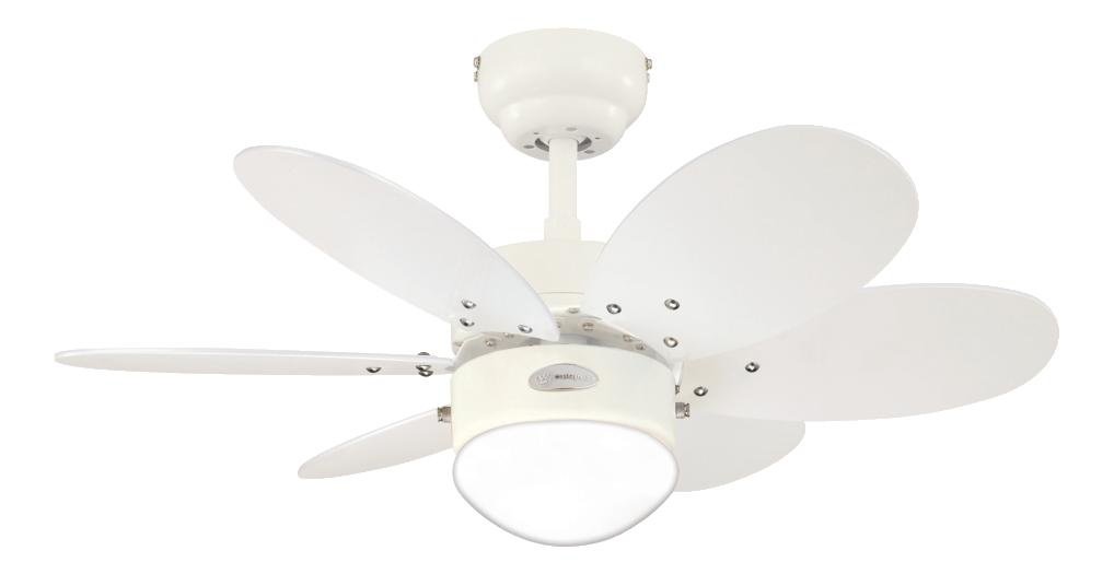 Westinghouse Wentylatory sufitowe 78673 Turbo II One-Light 76 cm wentylator sufitowy z sześcioma ostrzami, białe wykończenie, z opalowym matowym szkłem