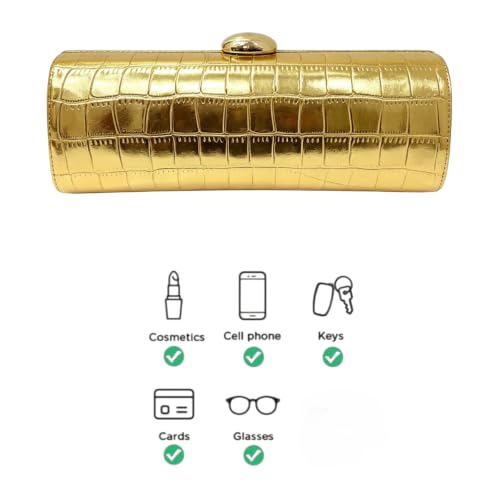 Image of Women Vegan Leather Evening Handbag Crocodile Pattern Handle Clutch Purse Cross Body Envelope Bag