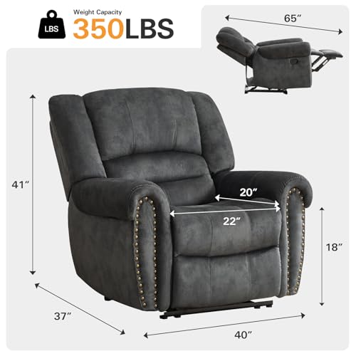 Image of CANMOV Manual Recliner Chair Set of 2, Classic and Traditional Fabric Recliner Chair with Comfortable Arms and Back Single Sofa for Living Room, Grey