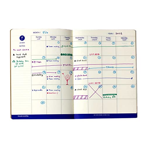 YM Sketch Monthly Planner Journals A5 Black thread Stitch | Any Year Small 12 monthly view blank no date format |Gift for top CEO, Managers, Startups and Professionals