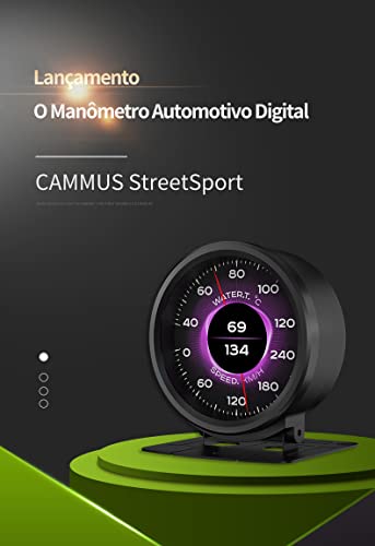 Manômetro Automotivo Digital Wideband 60mm Cammus Obd2 Conta Giros Velocímetro Pressão de turbo Reló