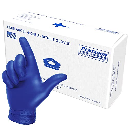 Pentagon Safety Equipment 5 Mils Blue Nitrile Disposable Gloves | Large 100 Pack | Latex Free | Powder Free #TOP10