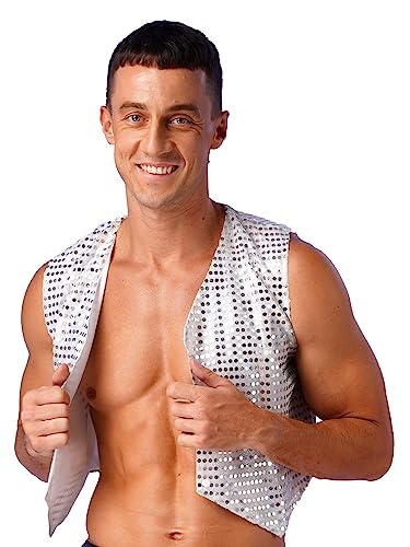 Jugaoge Men's Sequins Vest Top Shiny Party Nightclub Stylish Vest Waistcoat Party Dress Suit Vest2