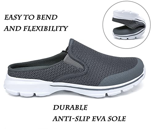C Celanda Women's Slip-On Mule Sneaker Men's Garden Clog Breathable House Slippers Arch Support Walking Shoes Beach Shoes A Dark Grey, Size: 10 Women / 8.5 Men #TOP3