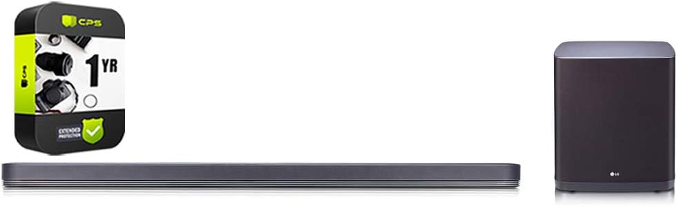 LG SJ9 Sound Bar w. 5.1.2ch Hi-Resolution Audio with Dolby Atmos, WiFi, Bluetooth Bundle with 1 YR CPS Enhanced Protection Pack