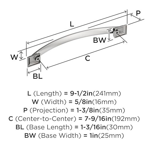 Image of Amerock Candler 7-9 /16 inch (192mm) Center-to-Center Polished Chrome Cabinet Pull, BP2935026