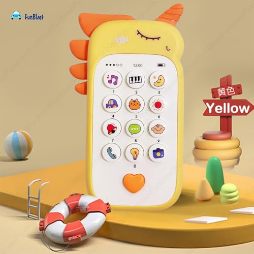 Image of FunBlast Cartoon Musical Mobile Phone for Kids, Mobile with Light & Sound Toys for Babies | Educational Toys for Kids 3+ Years /Boys /Girls-1 Unit (Yellow)