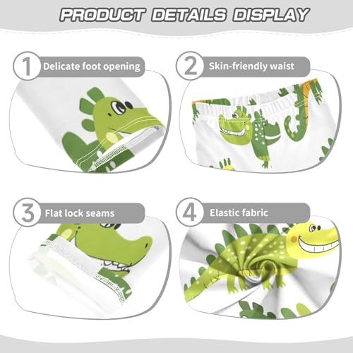 Bolaz Toddler Girls Leggings Printed Yoga Pants Leggings Green Yellow Dinosaur for Kids3