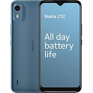 Nokia C12 6.3” HD+ Dual SIM Smartphone, Android 12 (Go edition), Octa-core 2GB RAM/64GB ROM, 8MP Rear /5MP Front Cameras, Night & Portrait modes, IP52 Rating, 3000mAh Battery – Cyan