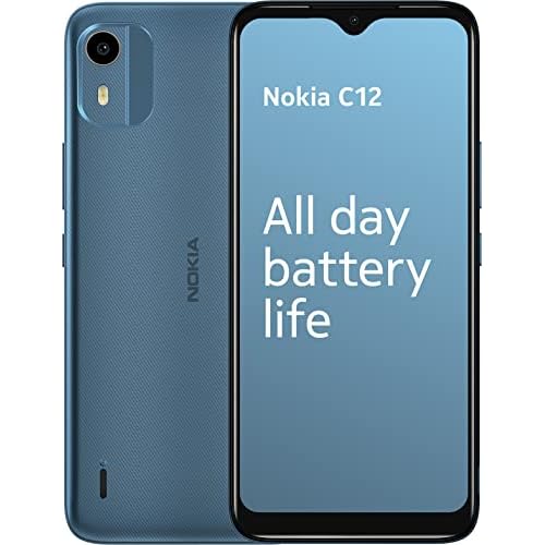 Nokia C12 6.3” HD+ Dual SIM Smartphone, Android 12 (Go edition), Octa-core 2GB RAM/64GB ROM, 8MP Rear /5MP Front Cameras, Night & Portrait modes, IP52 Rating, 3000mAh Battery – Cyan