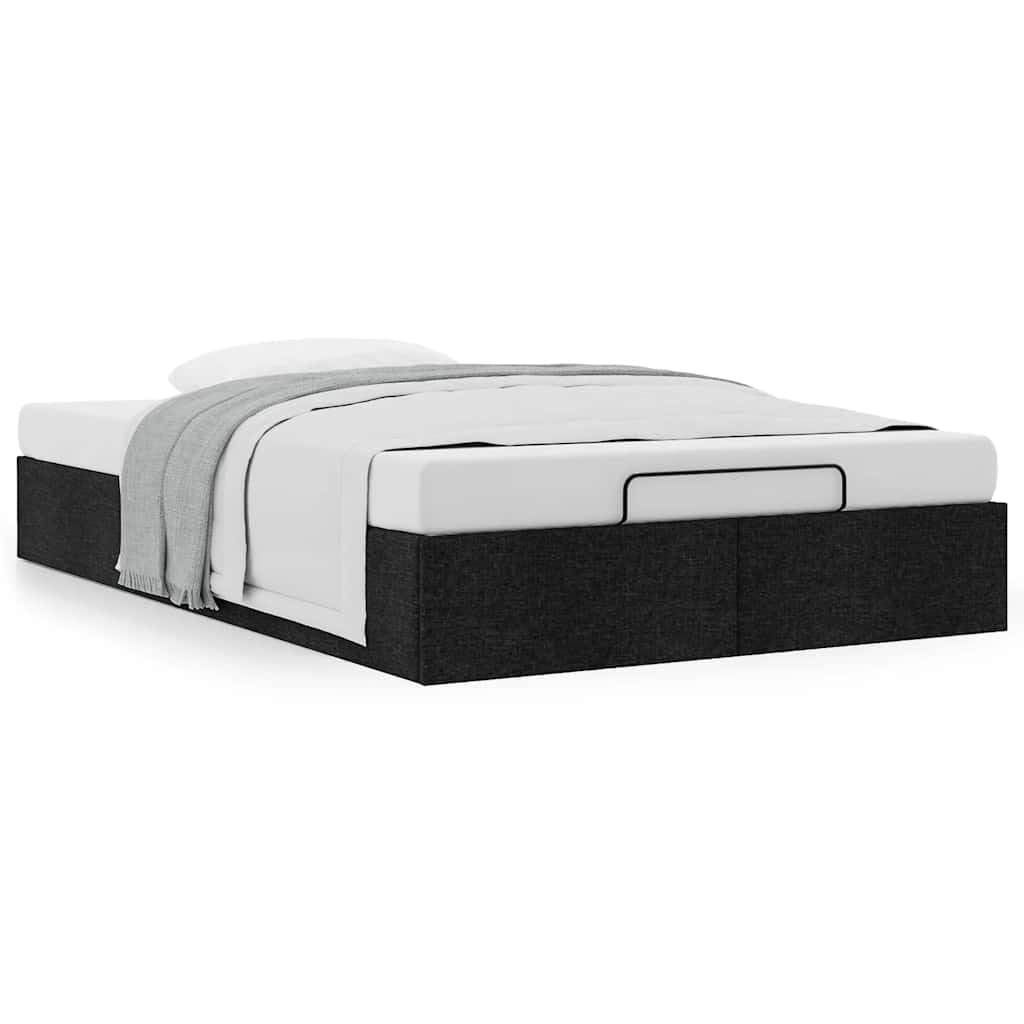 Festnight Cama Tapizada 120x200 con Somier y Almacenamiento, Canapé Abatible Matrimonio Negro