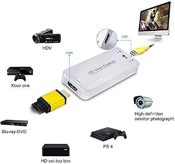 Video Capture Card - HDMI to USB 3.0, Full HD 1080p 60FPS, Analog Video Capture Dongle, Live Streaming and Recording for Switch PS5 PS4 Xbox, Compatible with Windows Linux Mac OS