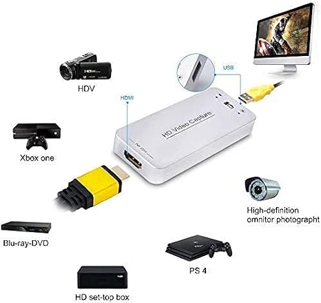 Video Capture Card - HDMI to USB 3.0, Full HD 1080p 60FPS, Analog Video Capture Dongle, Live Streaming and Recording for Switch PS5 PS4 Xbox, Compatible with Windows Linux Mac OS