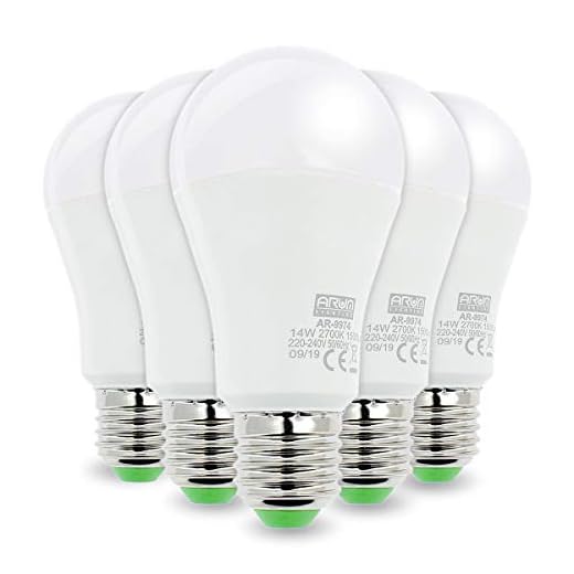 Arum Lot de 5 Ampoules E27 14W Eq. 100W 1500 Lumens Blanc Chaud, Non-Dimmable