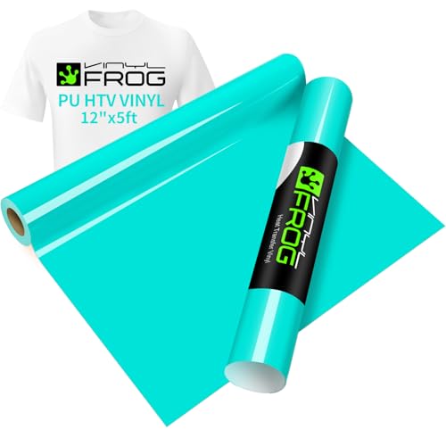 VINYL FROG Heat Transfer Vinyl Roll Bright Teal HTV Vinyl - 30.5x155cm Turquoise Iron on Vinyl for T-Shirts, Heat Press Vinyl for DIY Craft Designs