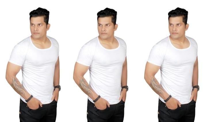 d1 different one Ultra Standard Cotton Fine Plain White Half Sleeve Vests - Combo of 3-picture-21