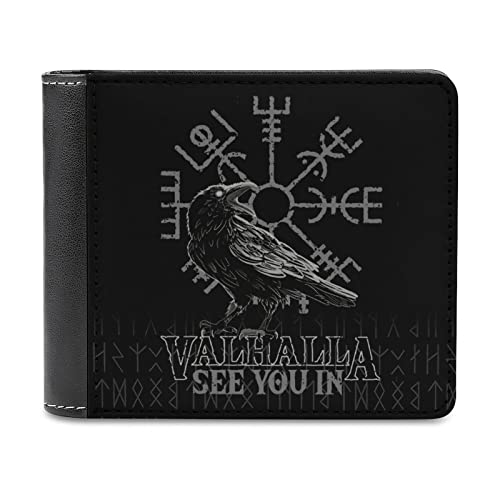 TS TAC-SKY con Viking Odin Stampa Mens Slim Wallet con Money Clip Front Pocket RFID Blocking Thin Bifold Leather Card Holder Minimalist Mini Billfold,Style 14