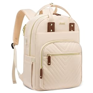 LOVEVOOK Backpack for Women 15.6 Inch Laptop Backpack Work Bag Fashion USB Port, Waterproof Stylish Travel Bags Casual Dayback For college, Business, Computer Backpacks, Beige