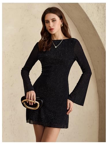 Image of MakeMeChic Women's Cheetah Print Mini Dress Y2k Bell Sleeve Leopard Print Dress Going Out Outfits