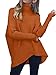 ANRABESS Women's Long Sleeve Turtle Neck Knitted Oversized Pullover Sweater High-Low Hem Rust