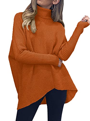 Image of ANRABESS Womens Casual Fall Sweater Turtleneck High Neck Batwing Sleeve Oversized Sweater Dress