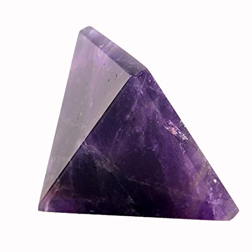 YWG Stone Amethyst 1.5inch Natural Pyramid Carved Chakra Healing Crystal Reiki Stone Gemstone Radiation Deflection Home Decor Gift Decoration Crafts
