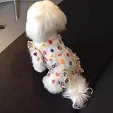 Toysructin Floral Dog Dress, Breathable Gauze Dog Princess Dresses with Colorful Little Flower Embro