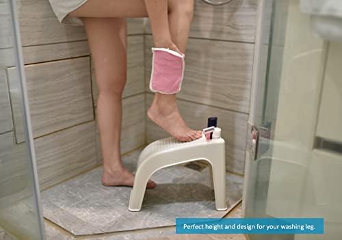 Shower Stool, Shower Foot Rest, Step Stool for At-home Foot Pedicure and Beauty, Foot Stool for Shaving Legs with Groove to Store Lady Shavers&Women's Razors