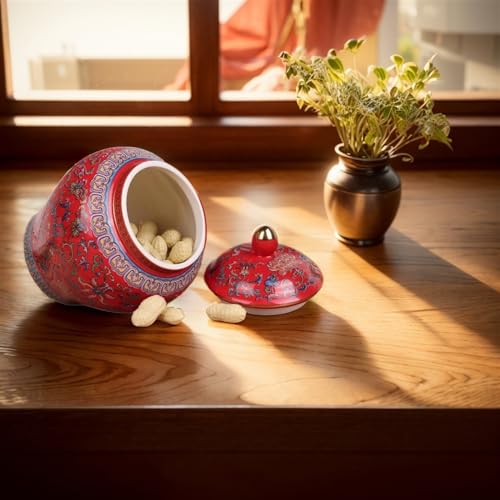 Niebieski chiński słoik imbirowy - porcelanowy dekoracyjny słoik do przechowywania z pokrywką do tradycyjnej dekoracji domu herbata suszone owoce płatki śniadaniowe - elegancki niebieski akcent