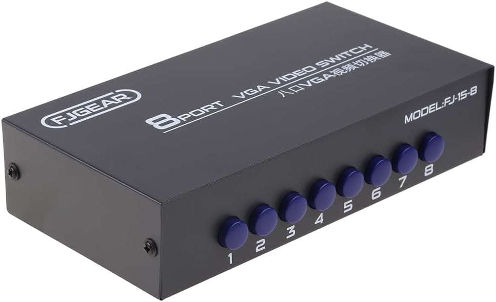 8 Port VGA Switch Video Switcher Box 1920 * 1440 250MHz 8 in 1 Out Support Selector for PC Monitor TV Projector