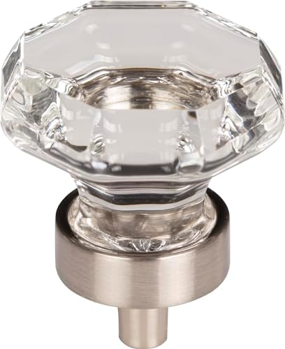 Top Knobs TK128BSN Crystal Collection 1-1/8" Clear Octagon Crystal Knob w/ Brushed Satin Nickel Base