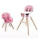 Chaise Haute évolutive - Dès 6 mois jusqu'à 5 ans - Coussin réversible - Plateau réglable - Fabriquée en France -3 couleurs (Star pink)