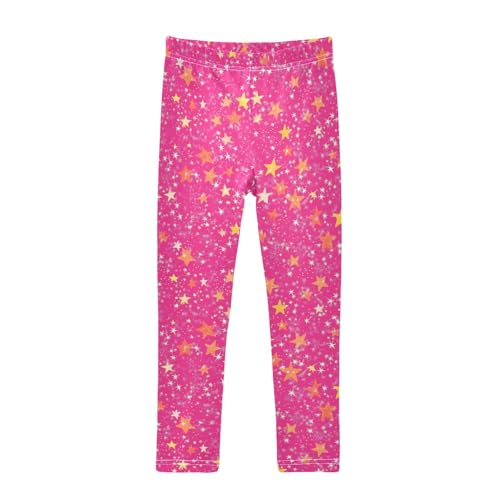 Stars on Pink Girls Leggings,Workout Leggings for Girls Toddler Athletic Leggings Size for 3-10T