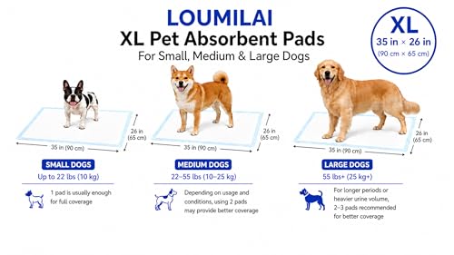 Image of 60 Count X-Large Heavy Duty Dog Pee Pads, 26 inch x 35 inch, Advanced 6-Layer Absorption Core, Leak-Proof, Fast-Drying, Fragrance-Free