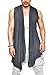 Coofandy Mens Ruffle Shawl Collar Sleeveless Long Cardigan Vest, Grey, Small