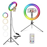 Trípode ajustable con soporte ligero: soporte plegable de 10 pulgadas. Anillo de luz LED ajustable de 200cm altura 210cm que se coloca uniformemente dentro de la luz sin esquinas oscuras para proporcionar la iluminación más adecuada