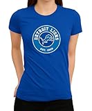 American Football Team Play-Offs Finale Football Emblème Rétro Vintage 1929 T-shirt pour femme, bleu, M