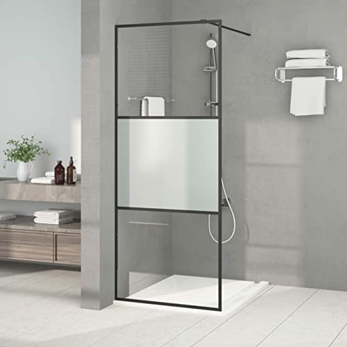 Tidyard Pannello doccia per cabina doccia in vetro, divisorio in vetro, vasca da bagno, doccia a parete, divisorio per vasca da bagno, 80 x 195 cm, semi-opaco, ESG